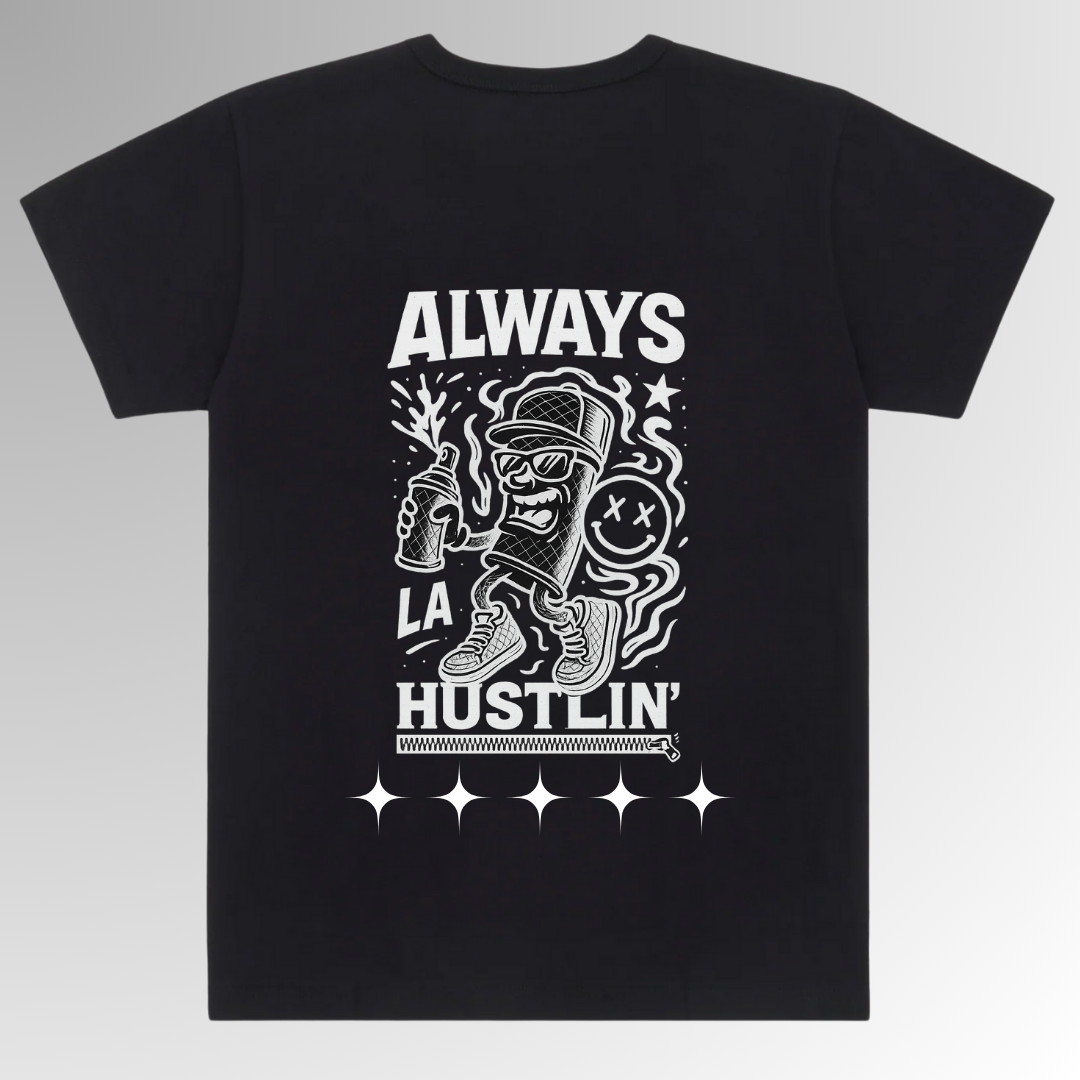 Stars on the Street " Always Hustlin' " Graphic Tee In Black