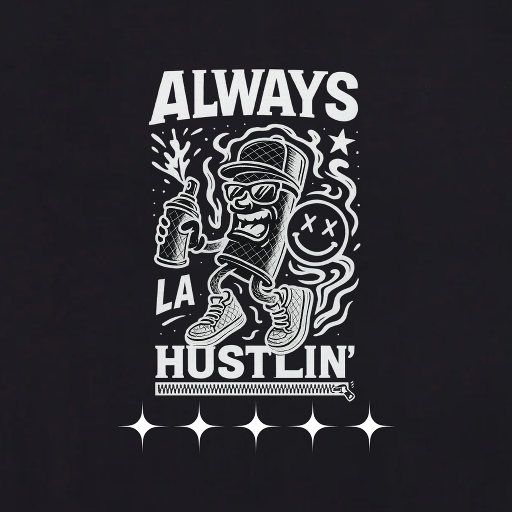 Stars on the Street " Always Hustlin' " Graphic Tee In Black