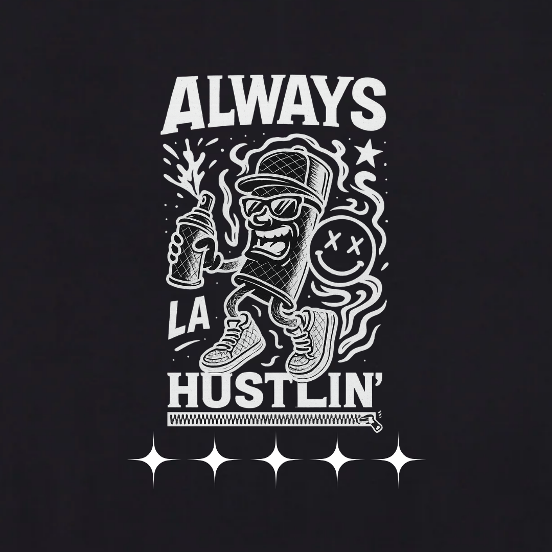 Stars on the Street " Always Hustlin' " Graphic Tee In Black